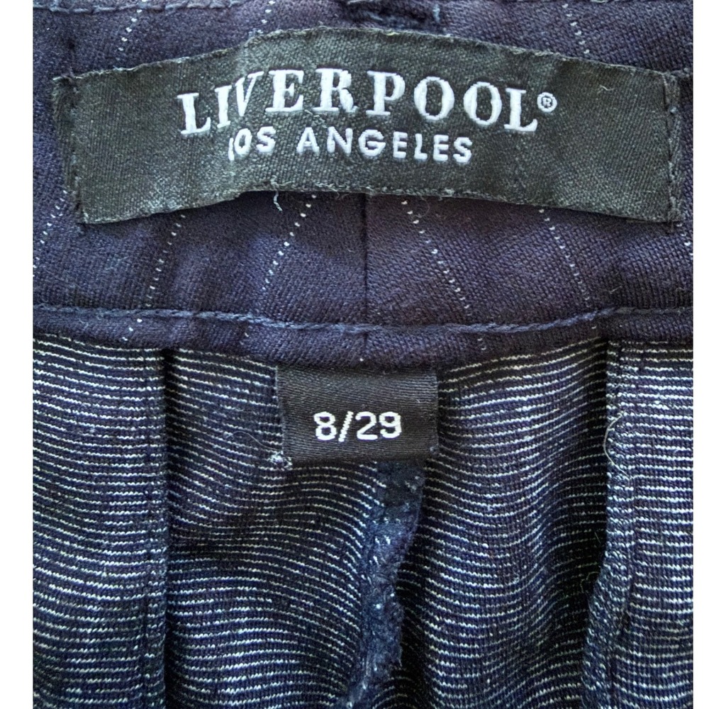 Liverpool Los Angeles Pinstripe Pants Women 8/29 Navy Blue Career Trousers - Picture 3 of 9